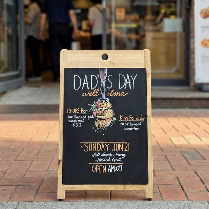 A형 수제 칠판 입간판하고로모 분필, 1개, 우드