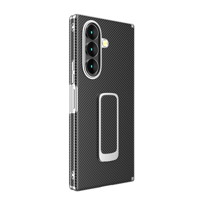 YINUO 갤럭시 Z 폴드 천연 가죽 슬림 그립 360도 각도 조절이 거치대 듀얼 중축 힌지 보호 후면 케이스