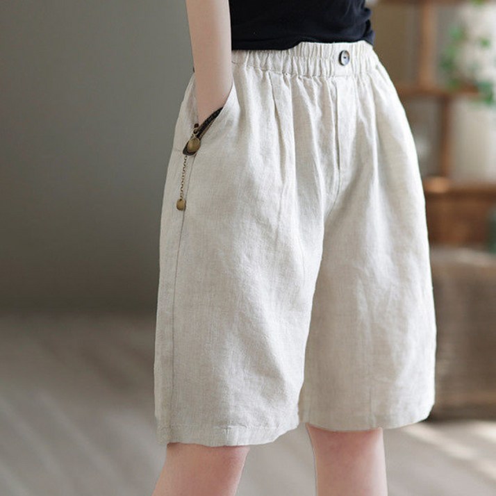 스타일닥터 여성 반바지 와이드 5부팬츠 허리밴딩 여름 빅사이즈 캐주얼 면마 반바지