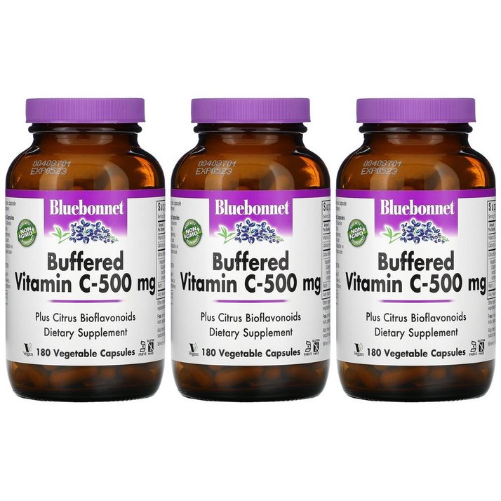 블루보넷 Bluebonnet 버퍼드 비타민C 500mg 180베지캡슐 3개 아스코르빈산 칼슘 아스코르베이트 헤스페리딘 나린 게닌 제닌 플라 보논 보놀 에리오시트린 나리루틴