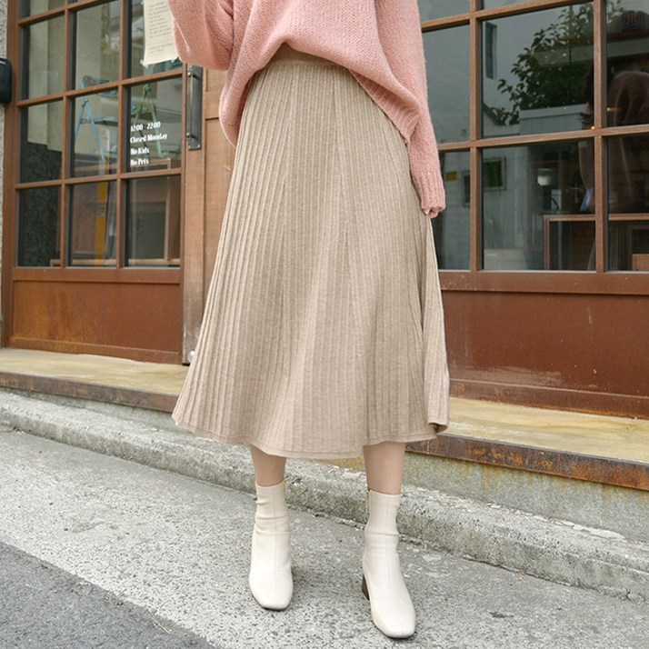 데일리앤 플리츠 주름 롱 니트 스커트 그루비 데일리앤 플리츠 주름 롱 니트 스커트 그루비