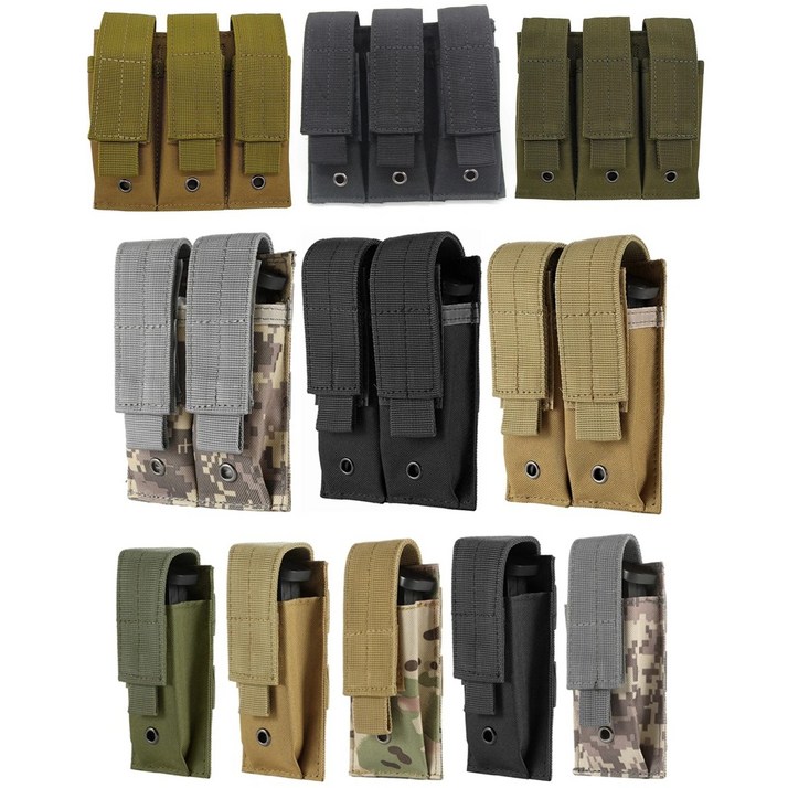 9mm 매거진 파우치 전술 싱글 더블 맥 백 아웃도어 몰 오픈 탑 매거진 파우치 글록 M1911 92F 토치 백 트리플 백