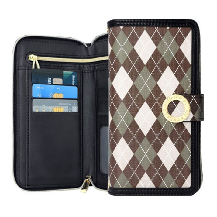 갤럭시 A15 A155 아가일 지퍼 지갑형 다이어리 휴대폰 케이스 스트랩 포함