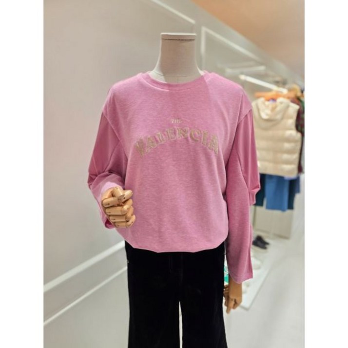 백화점  라운드 밑단 밴딩 로고 티셔츠 25AMC11 아울렛