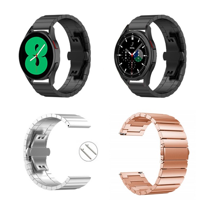 갤럭시 워치4 40 44 42 46mm 클래식 메탈 스트랩 밴드 시계줄 SMR860R870R880R890N 호환, 실버
