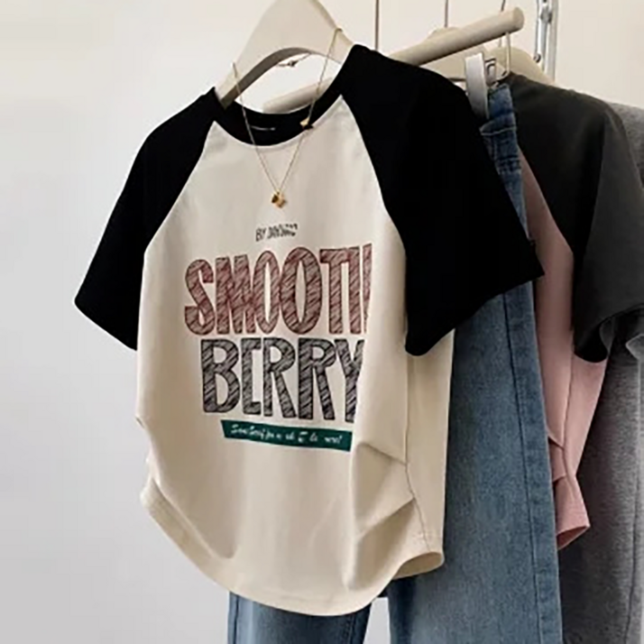 POMTOR 여성 여름 캐주얼 프린트 루즈핏 티셔츠