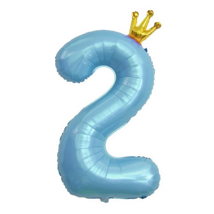 이자벨홈 생일파티 왕관 숫자 풍선 2 초대형, 블루, 1개 6607390824