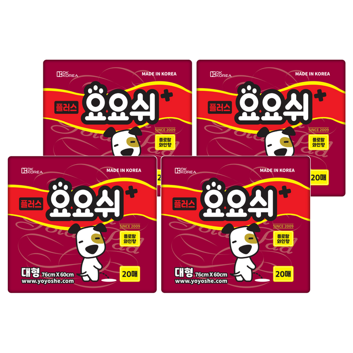 요요쉬 플러스 배변패드 플로럴와인향, 20개입, 4개