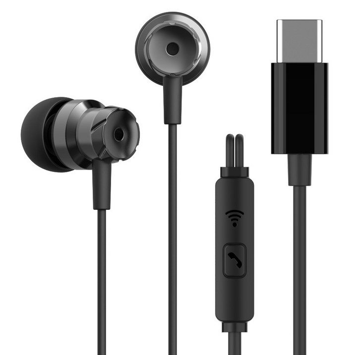 아이리버 C타입 커널형 줄꼬임방지 유선 이어폰, BVC-180, 블랙