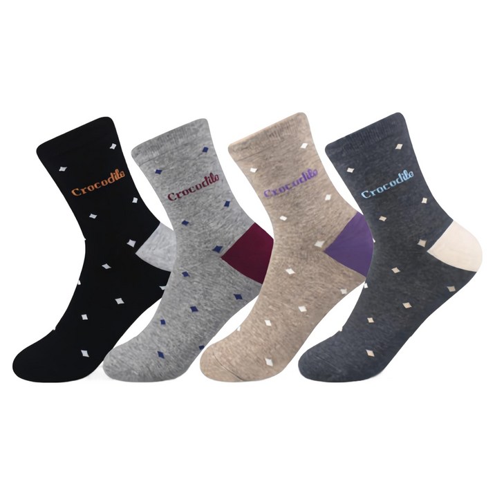 크로커다일 여성용 스몰다야 캐주얼 중목양말 4족 세트 CD305