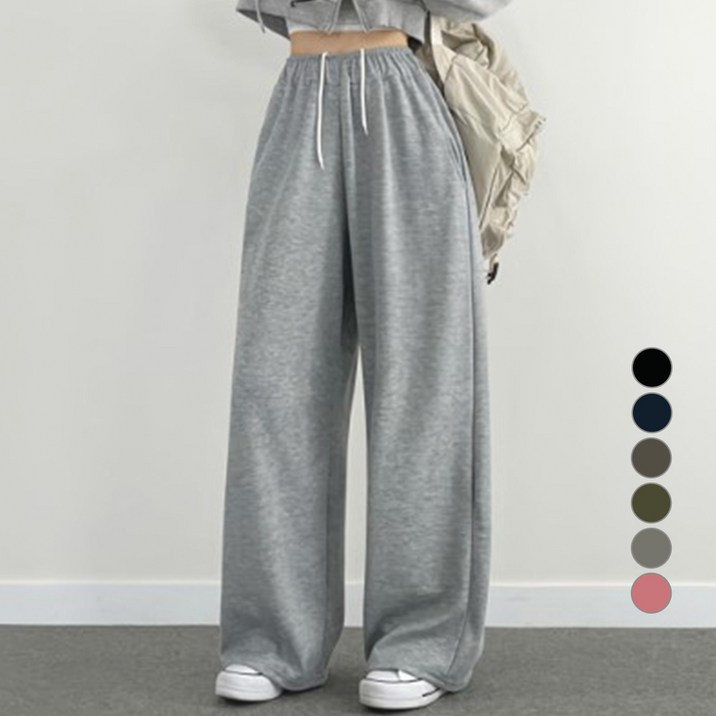 위드후이린 여성용 트레이닝 밴딩 면 와이드 팬츠