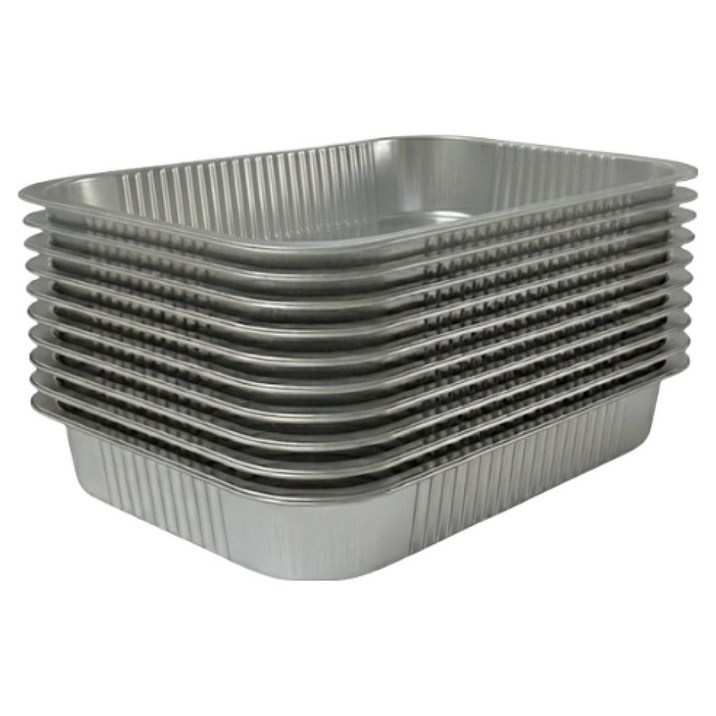 루바네 캠핑 일회용 사각 은박냄비 2500ml, 실버, 10개