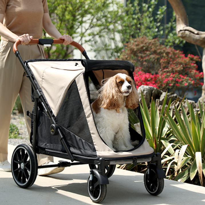 피카노리 반려동물 프리미엄 루키 저상형 웨건 유모차 PECA1093, 베이지, 1개