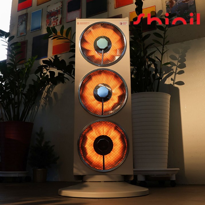 신일 3구 전기히터 전기난로 하이라이트 가정용 사무실 난로, 아이보리