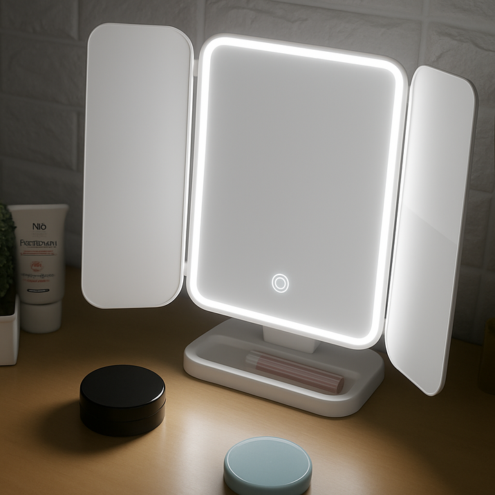 홈디메르 LED 탁상 거울 조명 화장 접이식 메이크업 여행용, 화이트