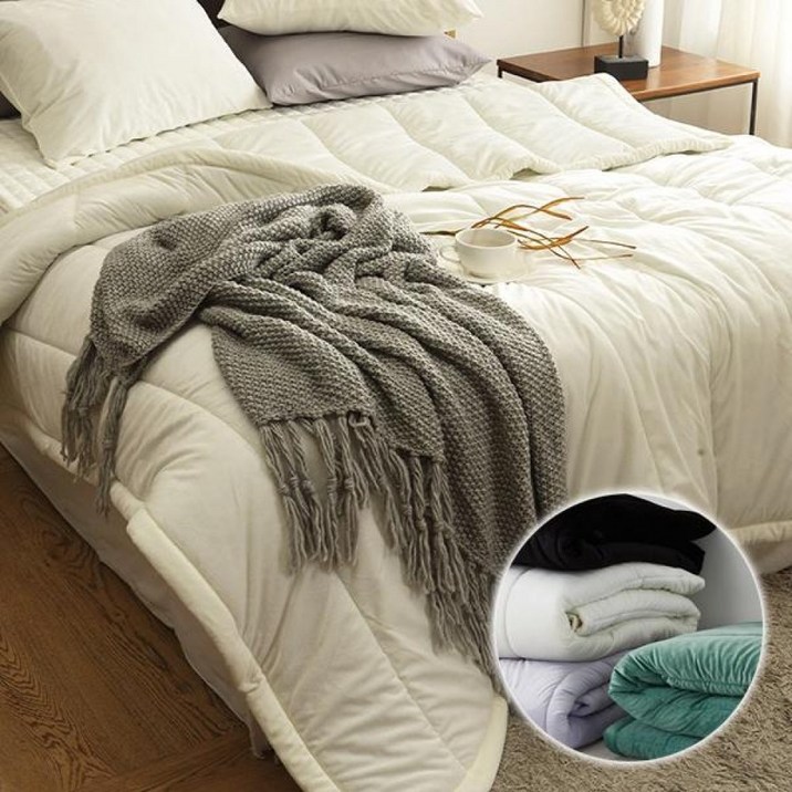 엘르 극세사 차렵이불 SS 블랙 단품 따뜻한/겨울/침구/이불/난방/담요