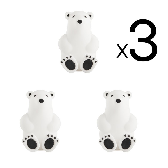 북극곰 실리콘 칫솔걸이 곰3마리 패키지 흡착 홀더 다용도 걸이, 화이트, 3개