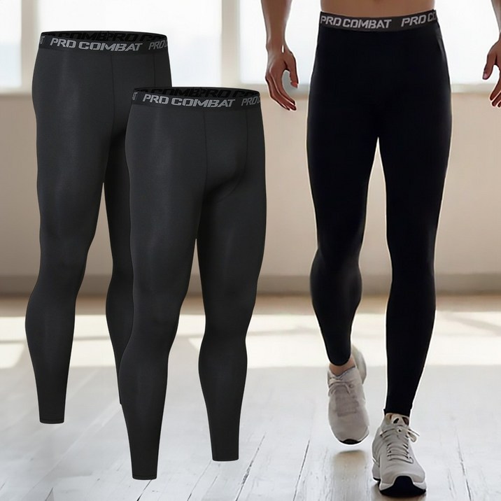 플로우 남자 스포츠 러닝 레깅스 타이즈 1+1