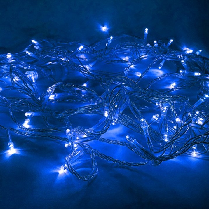 선세이브 LED 은하수전구 100구 투명선+정류기 세트 크리스마스 트리 전구 캠핑 조명 무드등, 파란색