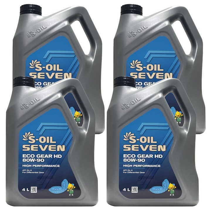 에스오일 세븐 에코 기어 HD 80W90 4L x 4개 최상급 자동차용 액슬 데후 디퍼런셜 기어 오일