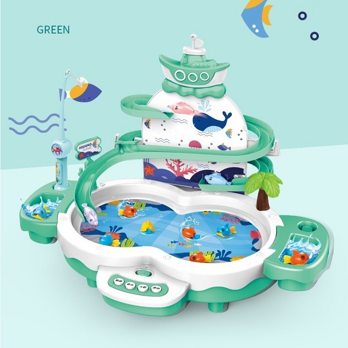 에스앤탑 물고기 잡기게임 자석 낚시대 아기 낚시놀이 유아 3살 집콕놀이 낚시 장난감, 민트