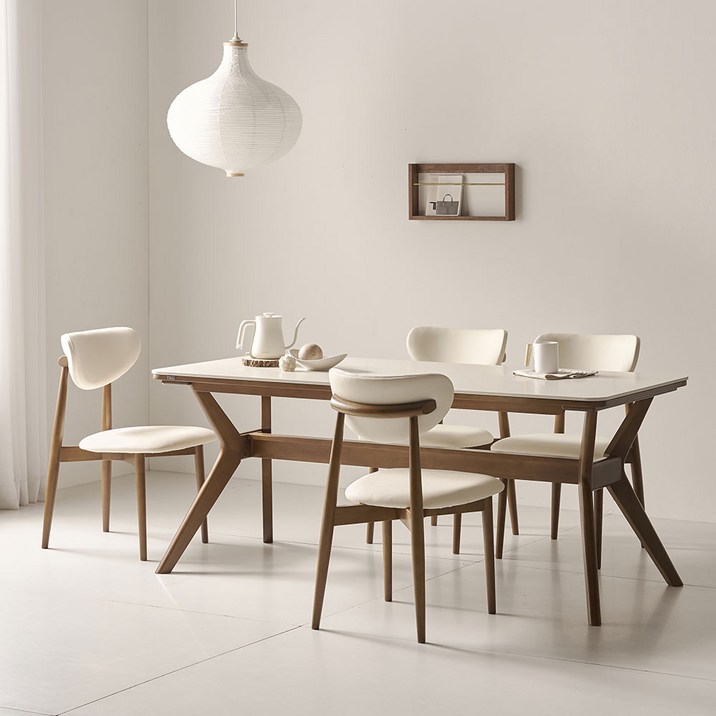 더끌림 모린 1800 포세린 세라믹 4인용 식탁+의자4 IKMR1B, (식탁) 단일 색상, 일반의자 4