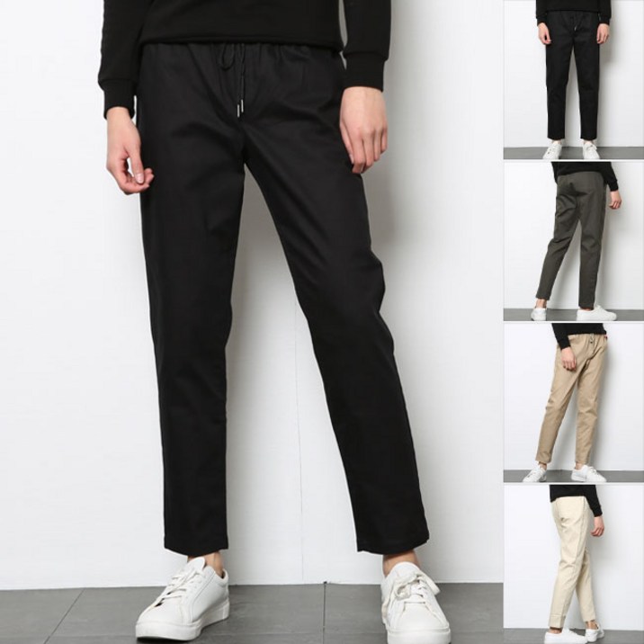 남성용 빅사이즈 S4XL 사계절 슬림 4컬러 밴딩 면바지