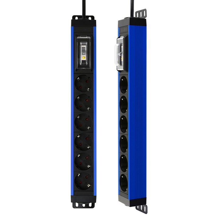 유커먼 고용량 알루미늄 누전차단기 멀티탭 6구, 2개, 누전 다크블루, 1.5m