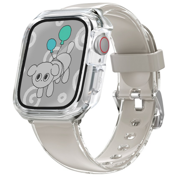 아이메이드잇 애플워치 호환 변색 없는 TPU 스트랩 + 케이스 세트 구성, 그레이