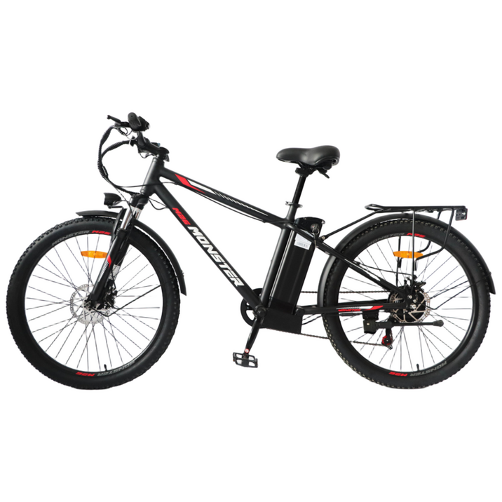 [프론티어] MONSTER M26 운동용 출퇴근 입문용 MTB 전기자전거 36V 10Ah 반조립, 블랙, 알루미늄