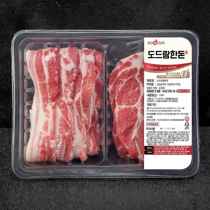 도드람 한돈 삼겹살 500g 목심 500g 반반팩 구이용 냉장