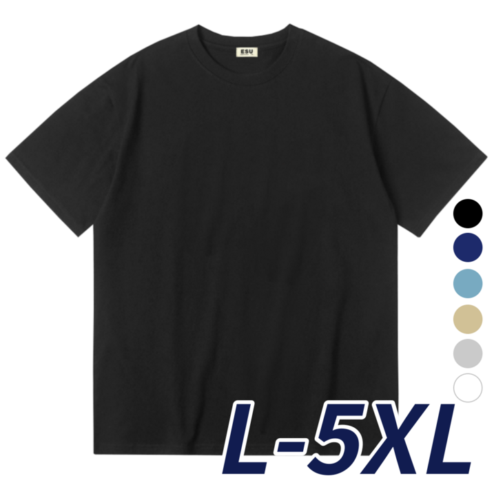 ESU 남녀공용 두꺼운 루즈핏 빅 오버핏 사이즈 반팔 티셔츠 overfit 20230522