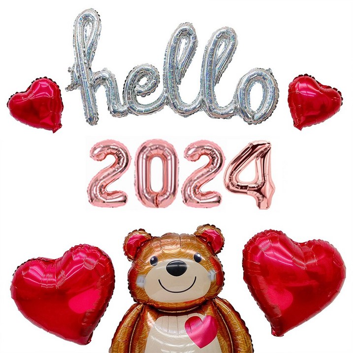 파티몬 hello 2024 새해 연말 홈 파티 풍선 8종 세트
