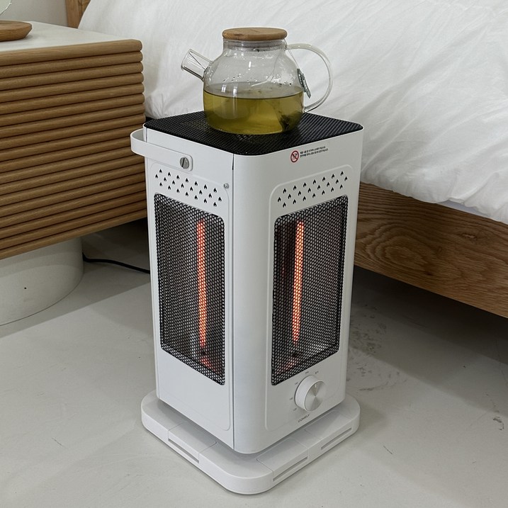 초강력 카본 열선 오방난로 발터치식 안전한 5방향 사무실 전기 스토브, 우유니화이트