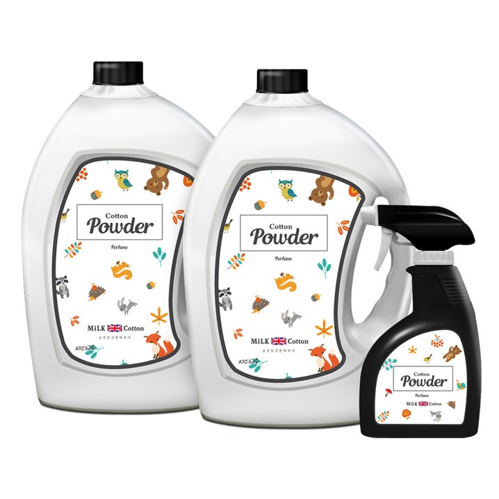 아토세이프 대용량 섬유향수 3L x 2p  공병용기 450ml, 코튼 파우더, 1세트, 3L