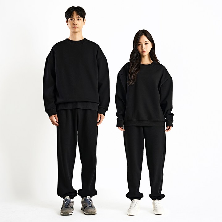 씨티라이프카멜 기모 맨투맨 조거팬츠 세트