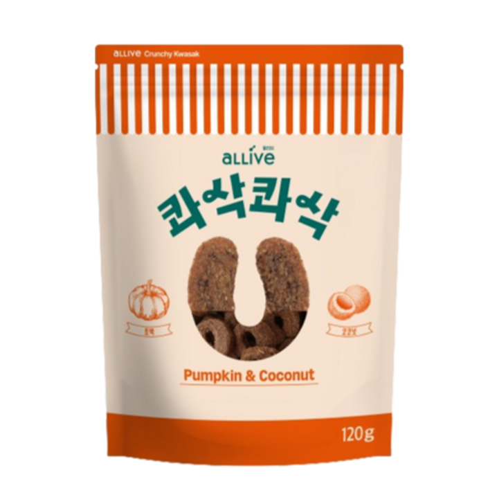 올리브 강아지 콰삭콰삭 쿠키 트릿, 혼합맛펌킨코코넛, 120g, 1개