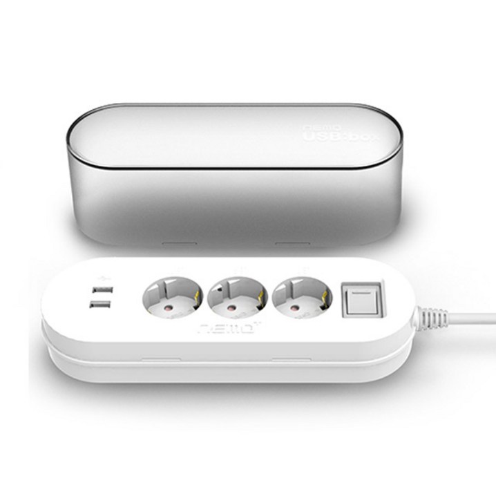 네모탭 네모 플러스 박스 멀티탭 2포트 3구 SYNA3 USB