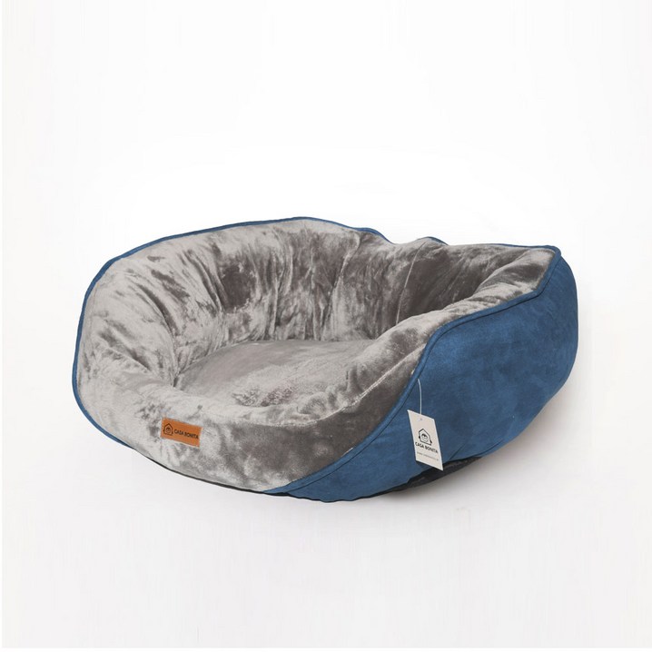 까사보니따 반려동물 유럽풍 소프트베드 타원형 방석, 투톤 그레이