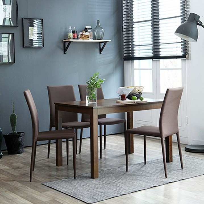 베스트리빙 캘빈 젠 원목 하이그로시 4인용 식탁 테이블 세트/의자4개 2colors