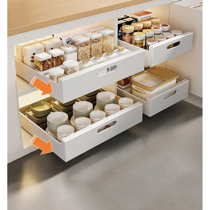 UNIQLUX 주방 서랍 슬라이딩 선반, 화이트