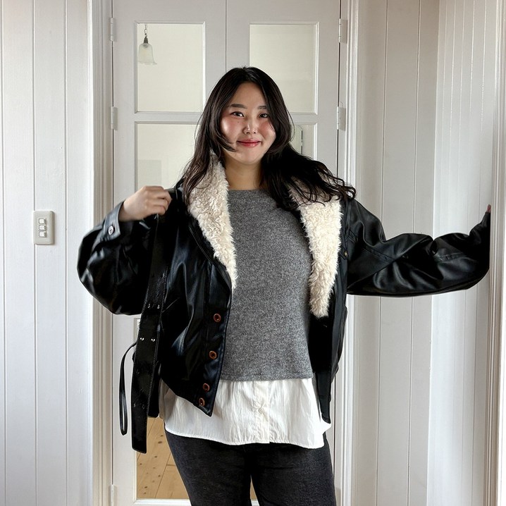 44100스트릿 퍼 카라 누빔 무스탕 숏 점퍼 여성 빅사이즈 여자 플러스사이즈 어거스트플랜