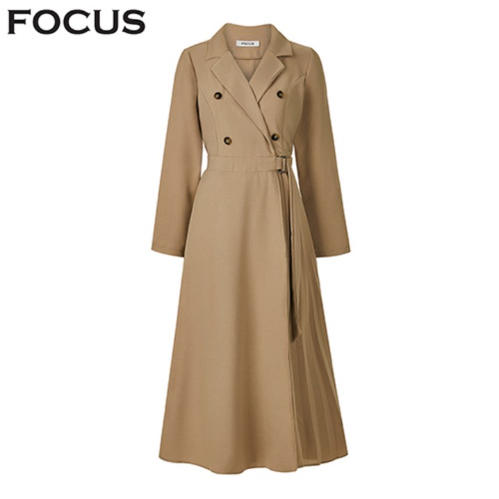 더블 버튼 트렌치 랩 플리츠 원피스VFI5F1OP3181