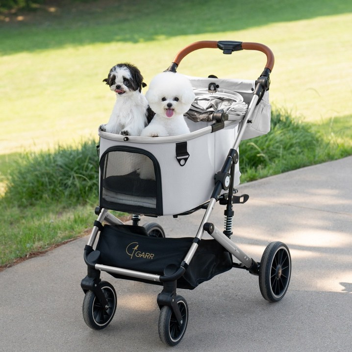 가르르 접이식 애견 강아지 유모차 분리형, 그레이, 1개