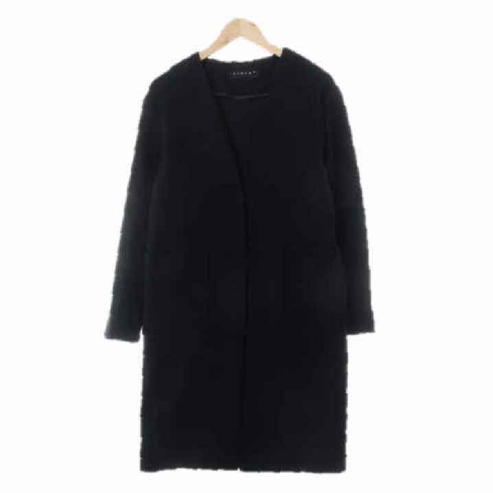 8129 시슬리 블랙 면 원버튼브이넥롱자켓 42