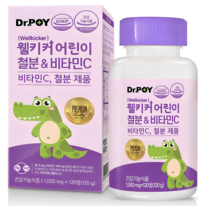 웰키커 어린이 철분 & 비타민C, 120정, 1개