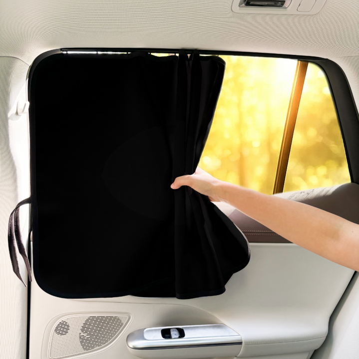꾸마망 차량용 햇빛가리개 레일형, 블랙, 1개