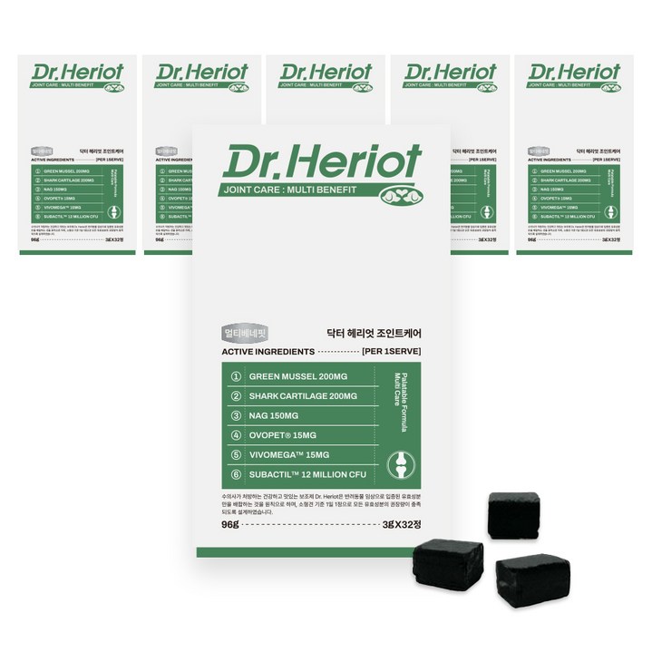 닥터헤리엇 강아지 조인트케어 고함량 슬개골탈구 디스크 고관절 십자인대 관절 영양제, 32정, 뼈/관절강화, 6개