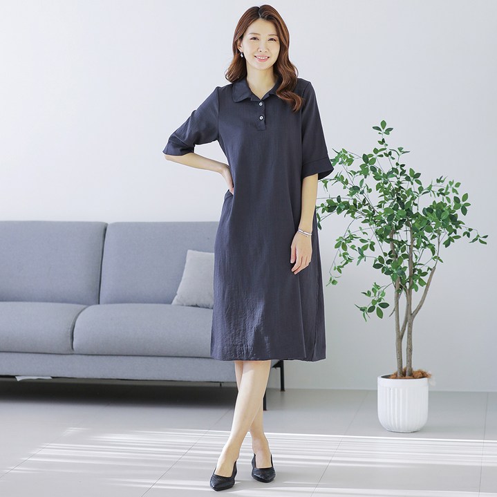 우일 여성용 인견 러프 카라 원피스 빅사이즈 포함