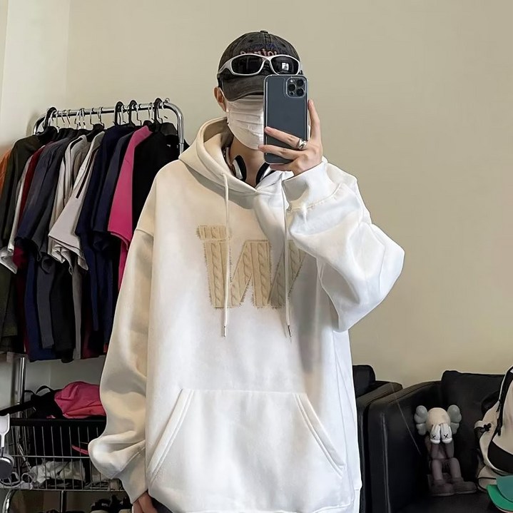 스타빈 남성용 짜임레터링 루즈 후드티